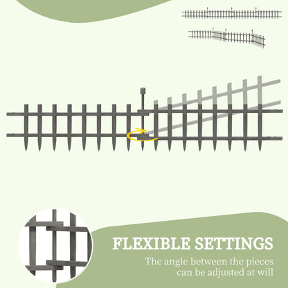 4PCs Wooden Garden Fencing Landscape Edging, Grey-4