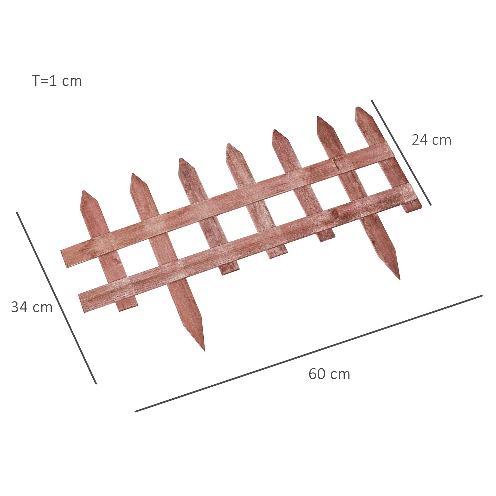 Set of 12 Wooden 60cm Garden Fence Pieces-2