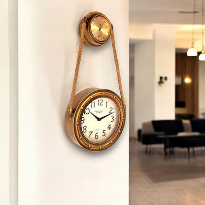 Beautiful brass finish rope clock with Olive Wood base