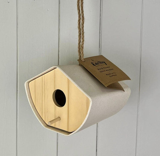 Earthy Natural Bamboo Japandi Birdhouse (16cm)-0