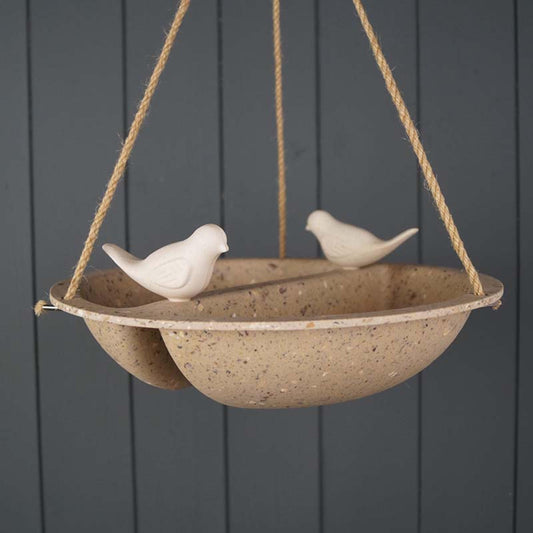 Earthy Coffee Husks Hanging Bird Bath and Feeder (27cm)-0