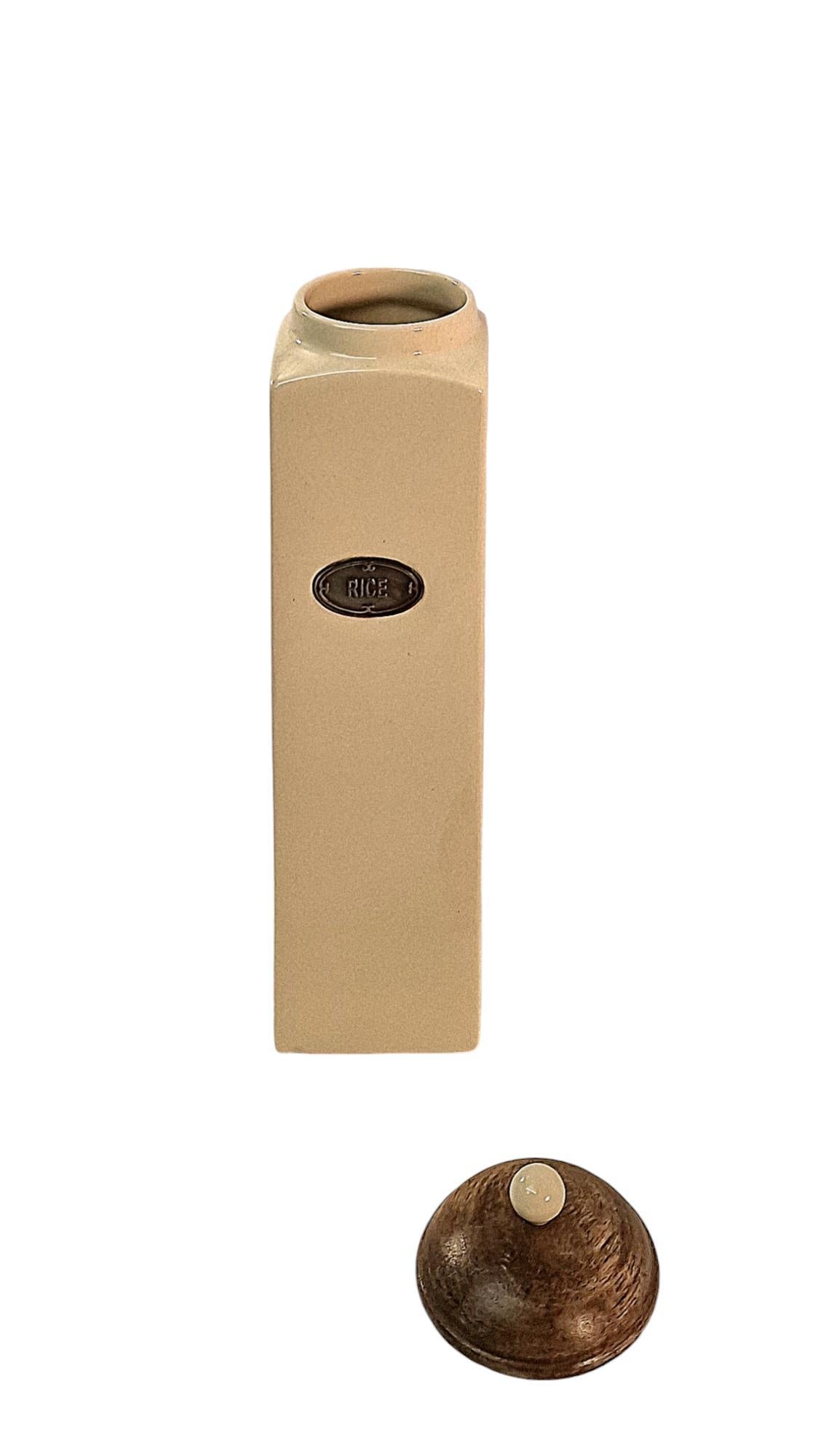 Ceramic Rice Jar with Mango Wood Lid-1