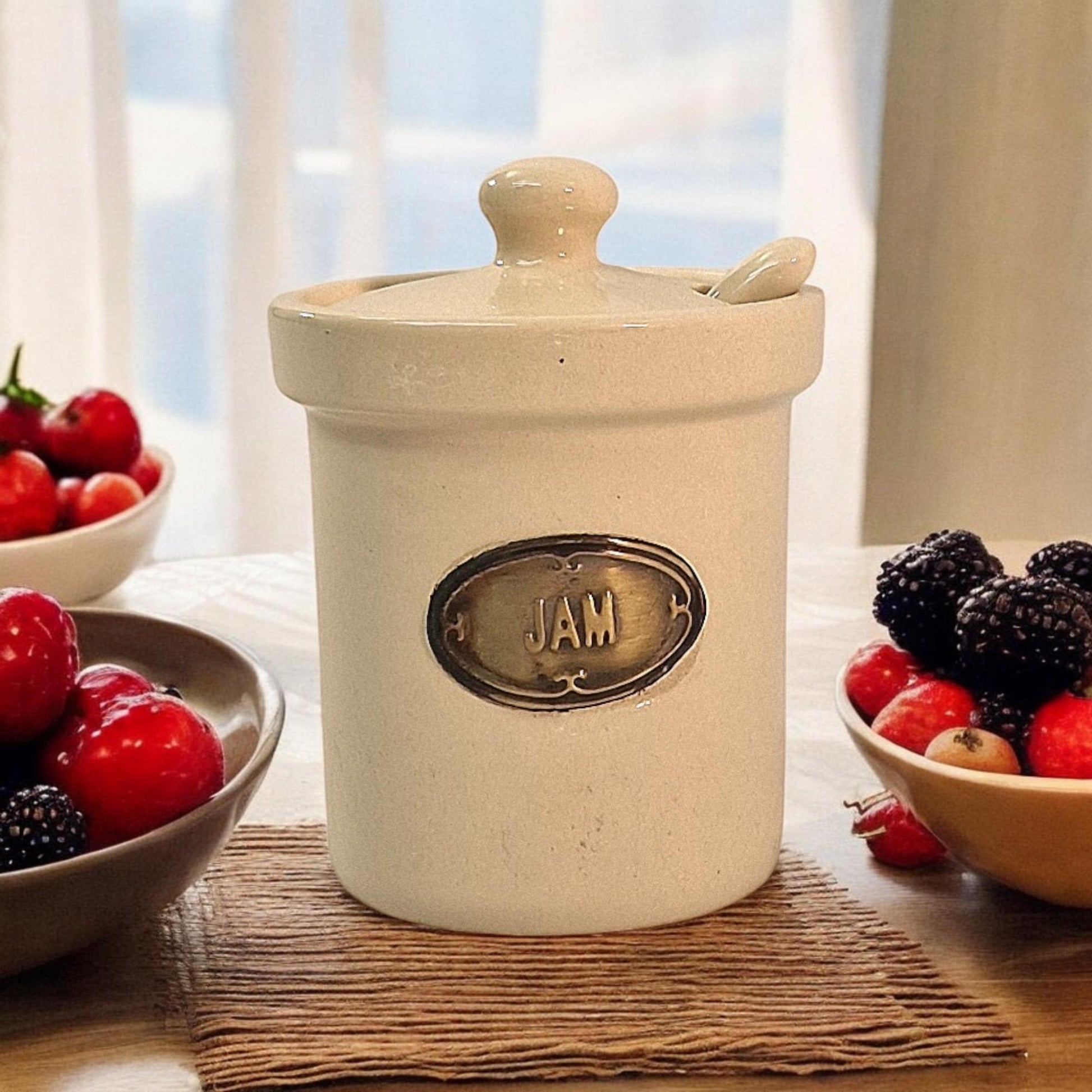 Ceramic Jam Jar with Ceramic Spoon-4