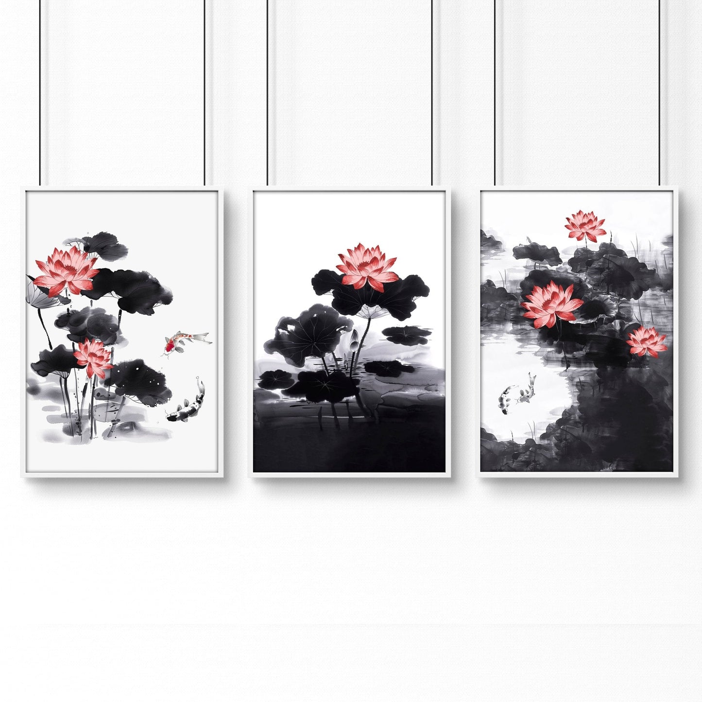 Japandi Decor | Set of 3 Asian Inspired Wall art Prints