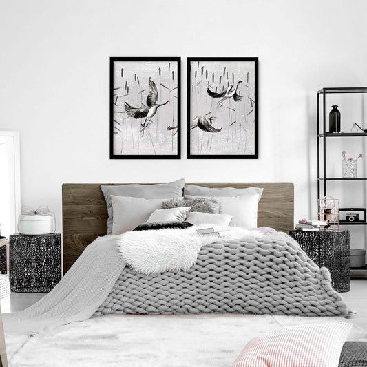 Art for bedrooms | set of 2 Japanese wall art prints