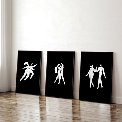 Large Paintings For Living Room | Set of 3 Boho Women Wall art Prints