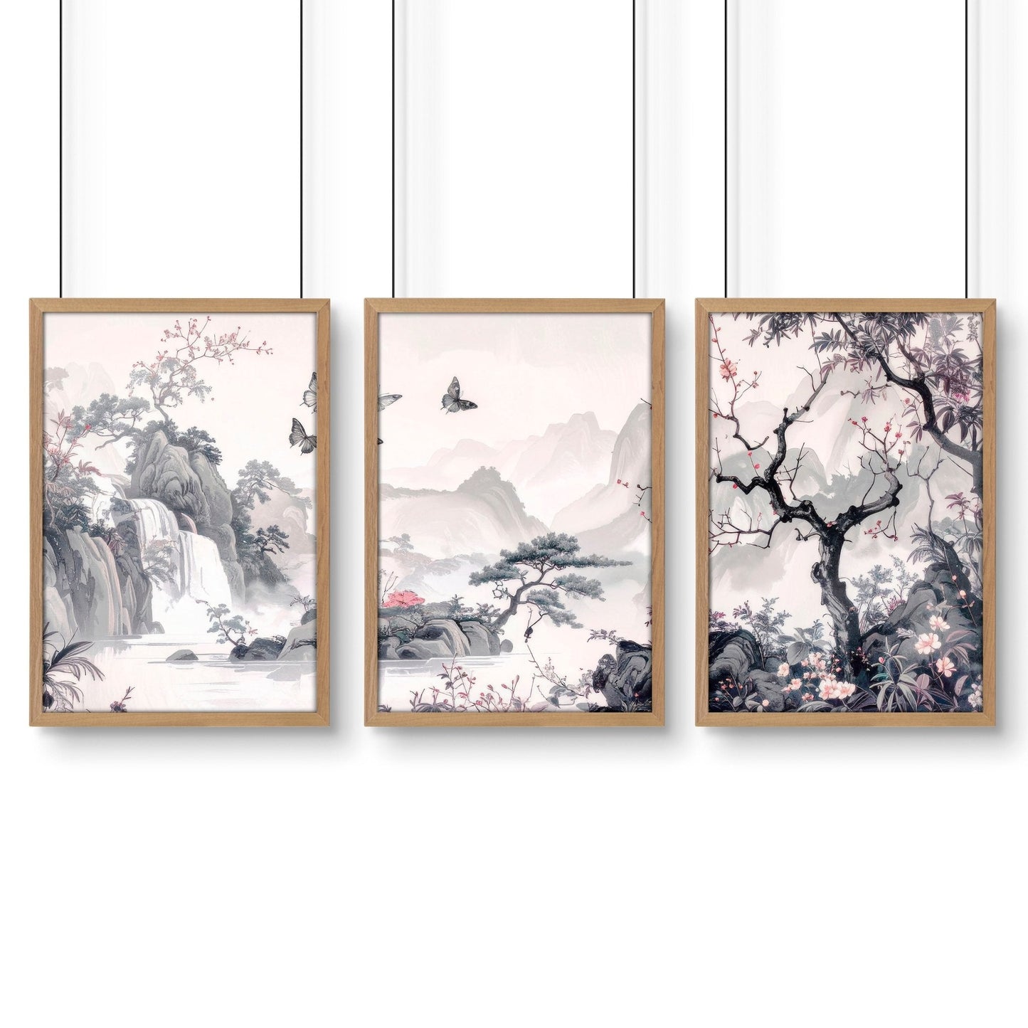 Large Picture Prints | Set of 3 Chinoiserie Wall art Prints