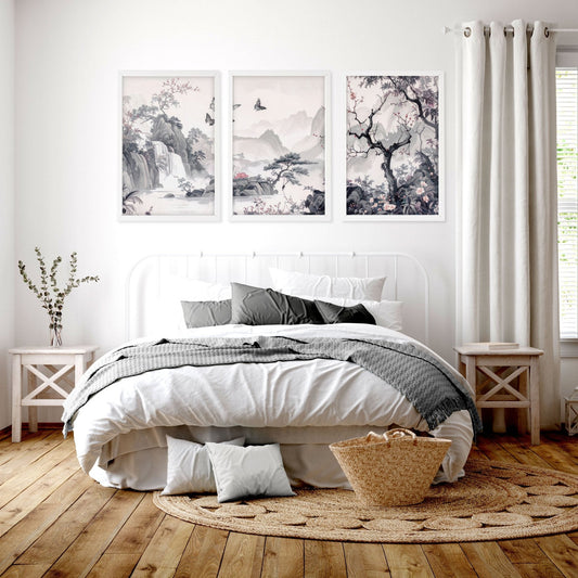 Large Picture Prints | Set of 3 Chinoiserie Wall art Prints