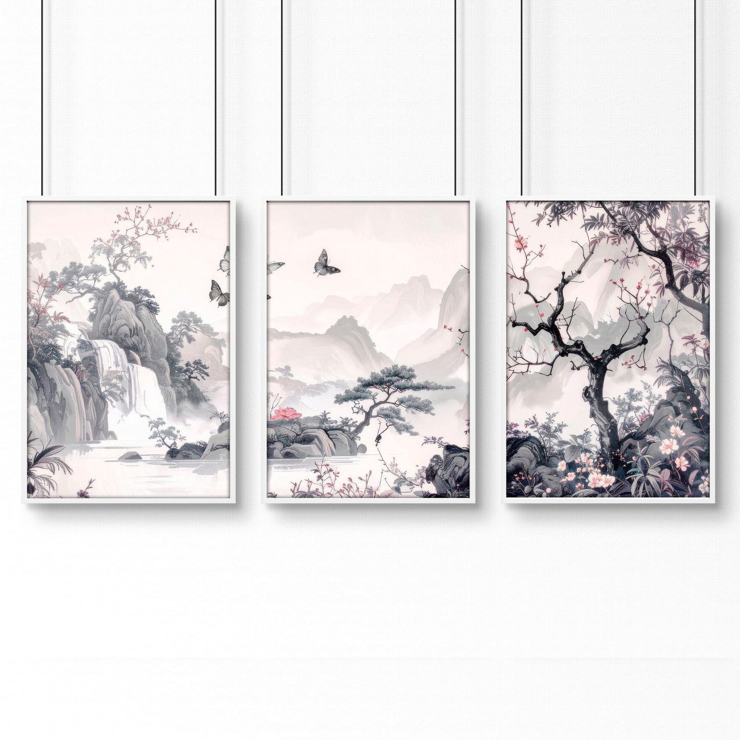 Large Picture Prints | Set of 3 Chinoiserie Wall art Prints
