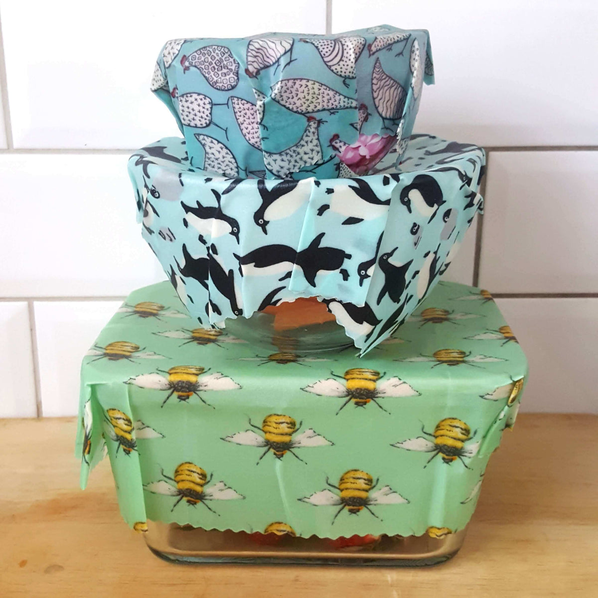 Set of 3 Handmade Beeswax Wraps | Wings