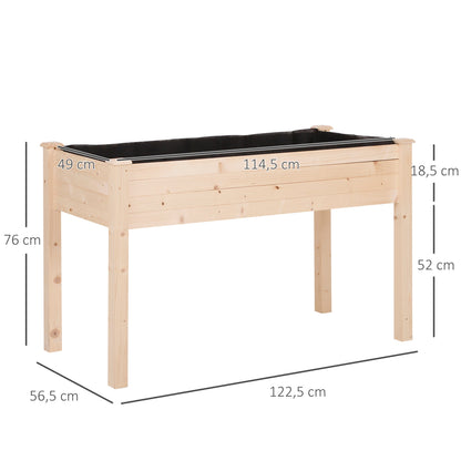 Garden Wooden Planters， Non-Woven Fabric, Rectangular Raised Bed,Fir Wood，Indoor/Outdoor, 122.5Lx56.5Wx76H cm-2