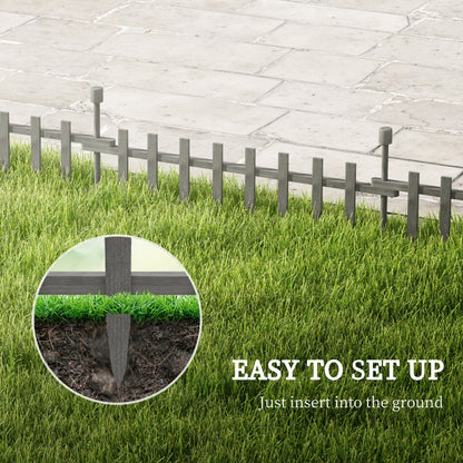 4PCs Wooden Garden Fencing Landscape Edging, Grey-3
