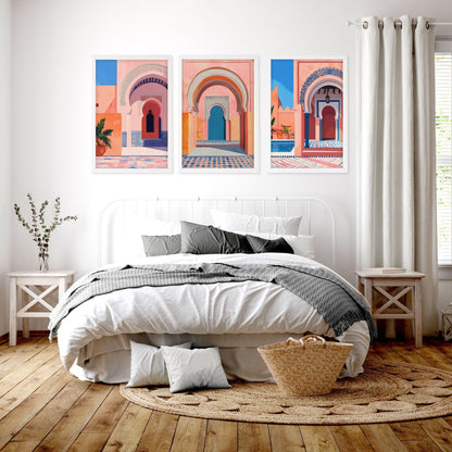 Wall Picture With Frame | Set of 3 Moroccan Inspired Wall art Prints