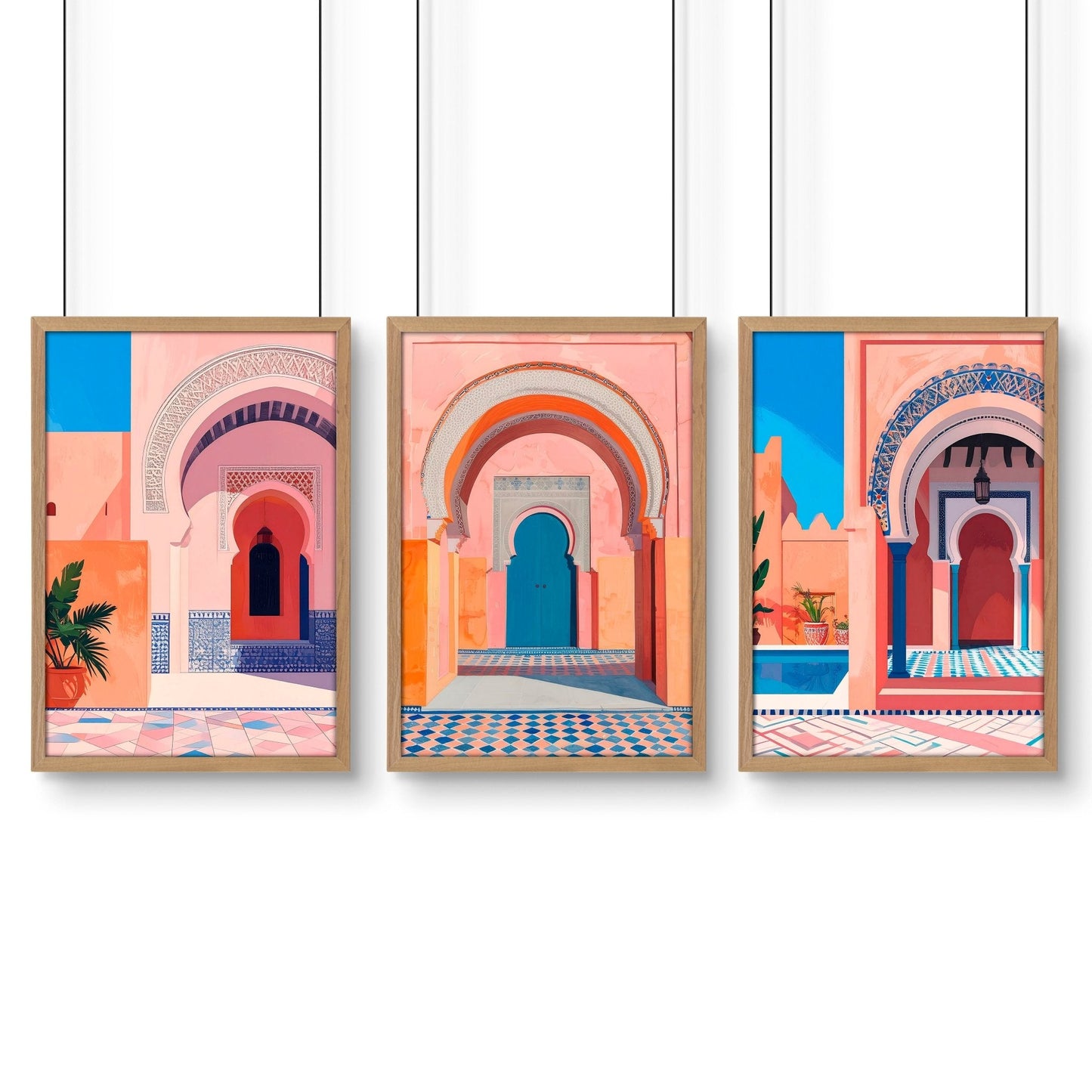 Wall Picture With Frame | Set of 3 Moroccan Inspired Wall art Prints