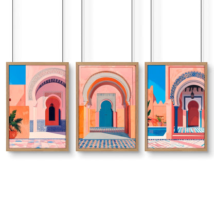 Wall Picture With Frame | Set of 3 Moroccan Inspired Wall art Prints